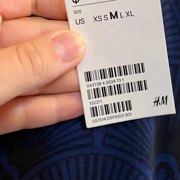 H&M NWT Fan Blue Black Sleeveless Midi Dress Sheath Bodycon Zipper - Picture 5 of 13